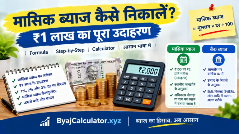 मासिक ब्याज कैसे निकालें? ₹1 लाख का पूरा उदाहरण