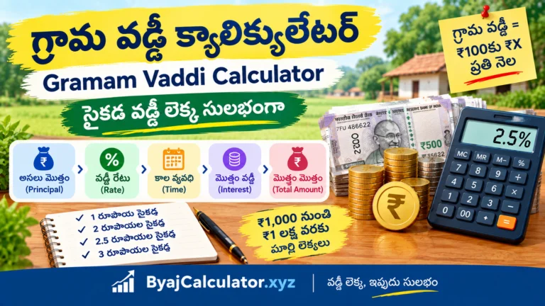 గ్రామ వడ్డీ క్యాలిక్యులేటర్ – Gramam Vaddi Calculator సైకడ వడ్డీ లెక్క